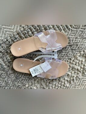 Shade & Shore Clear Slide Sandals with Nude Footbed size 7 nwt